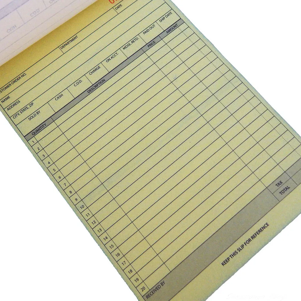 2 Carbonless Receipt Book Sheets Sales Order Records Sheet 2 Part 30 Sets Copy