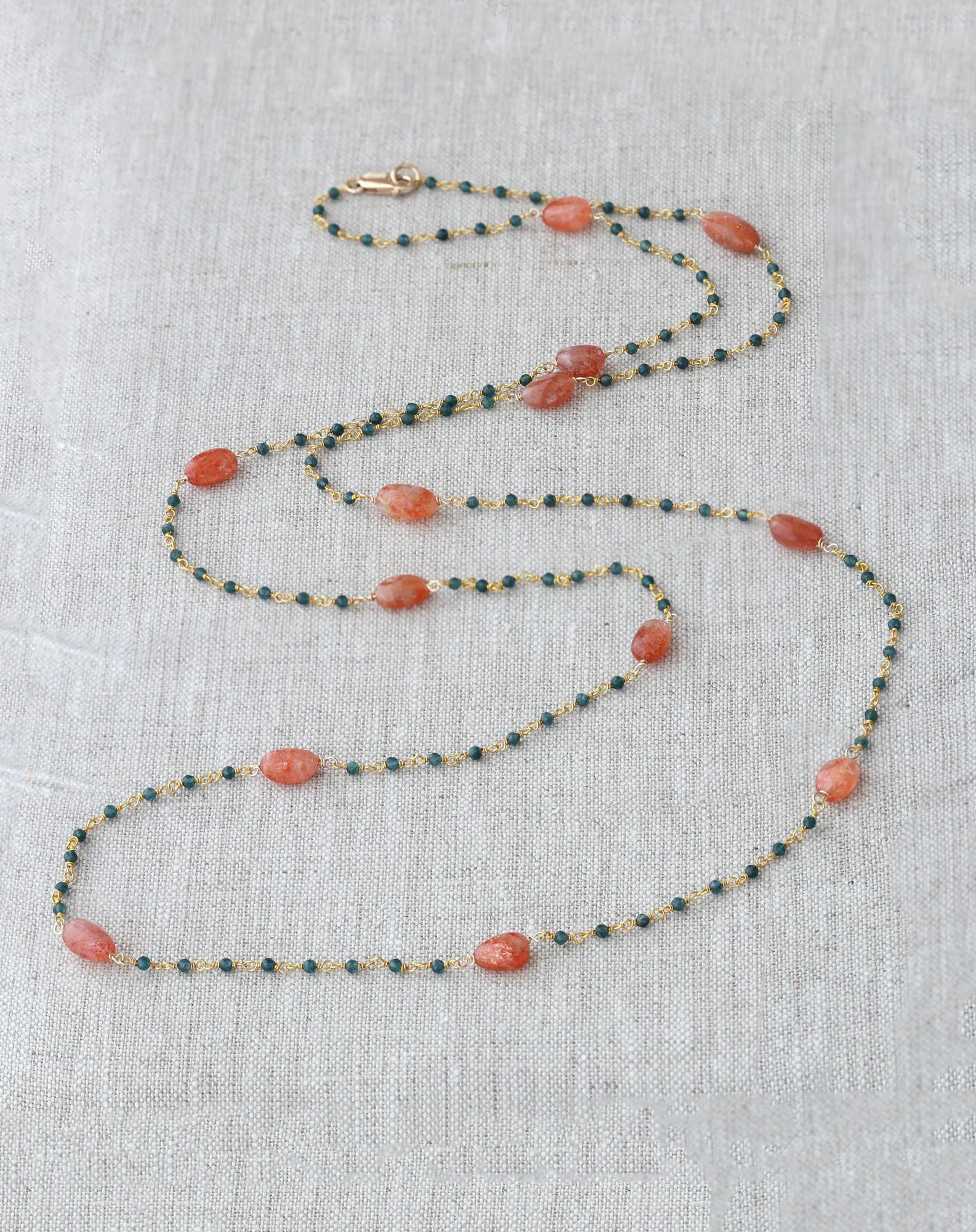 42" Sunstone Gold Necklace