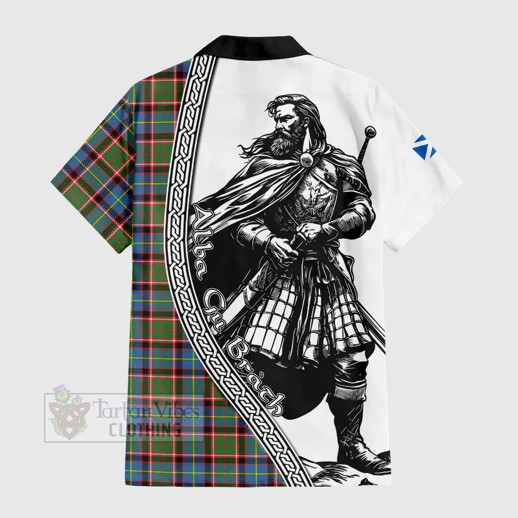 Aikenhead Tartan Clan Crest Short Sleeve Button Shirt with Highlander Warrior Celtic Style