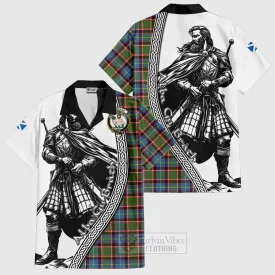 Aikenhead Tartan Clan Crest Short Sleeve Button Shirt with Highlander Warrior Celtic Style