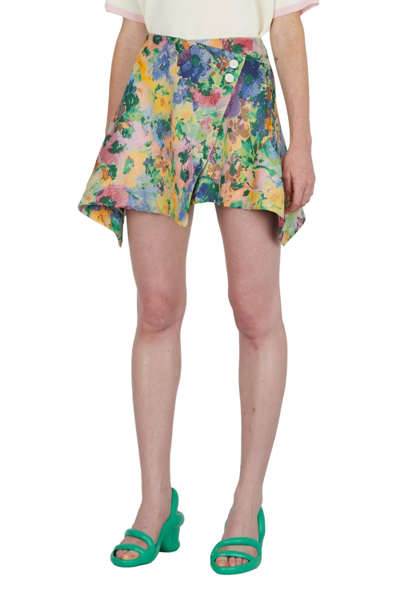 Benjamin Benmoyal - Wrap Skirt: Flowers Jacquard