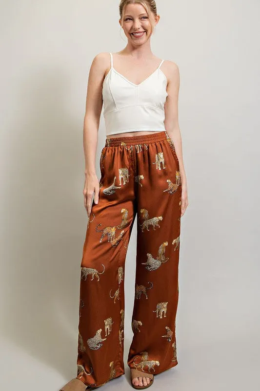 Brown Leopard Print Pants