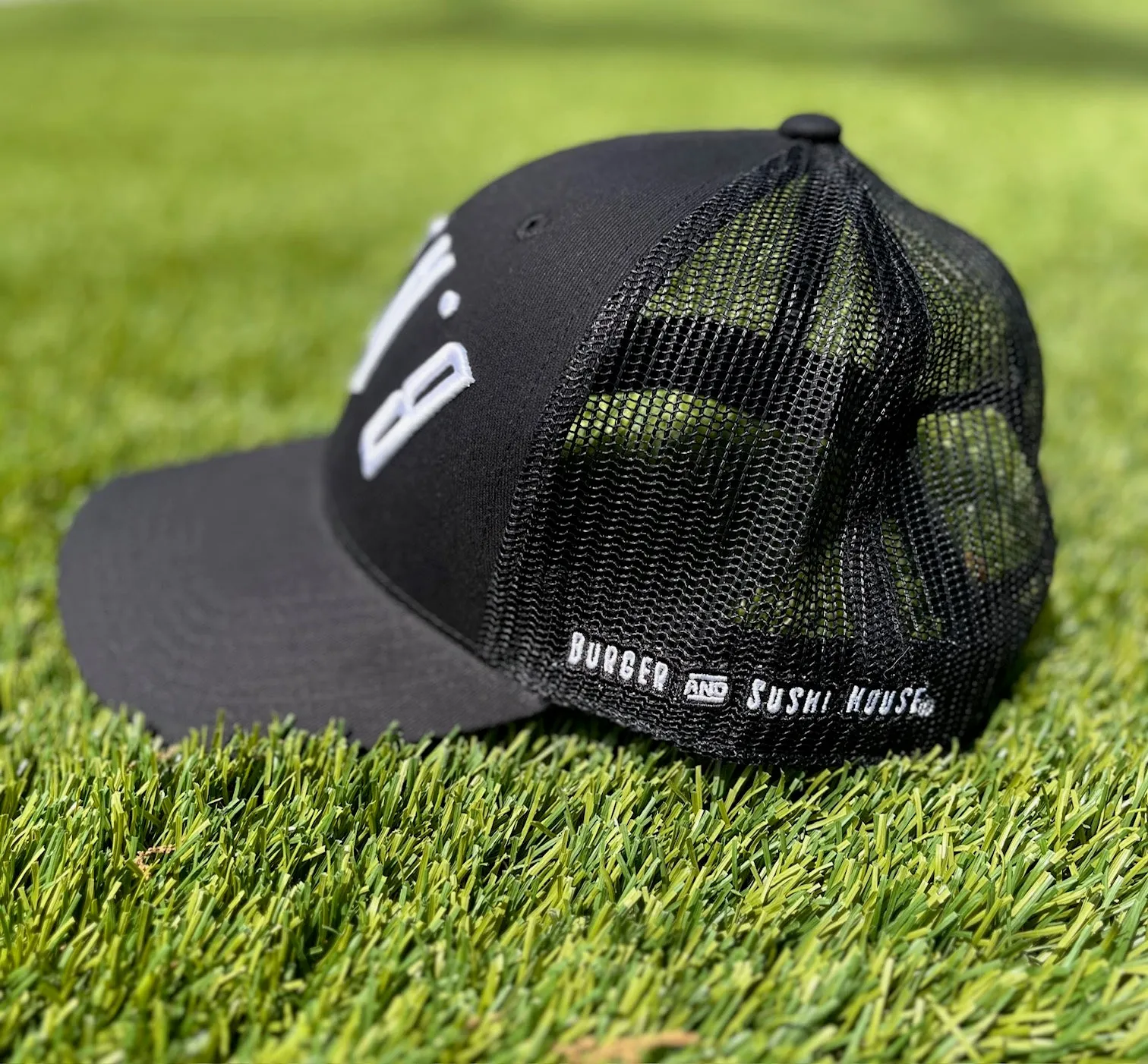 Burger & Sushi House B.A.S.H. Custom Trucker Mesh Back| Black | Pre-Curved Snapback