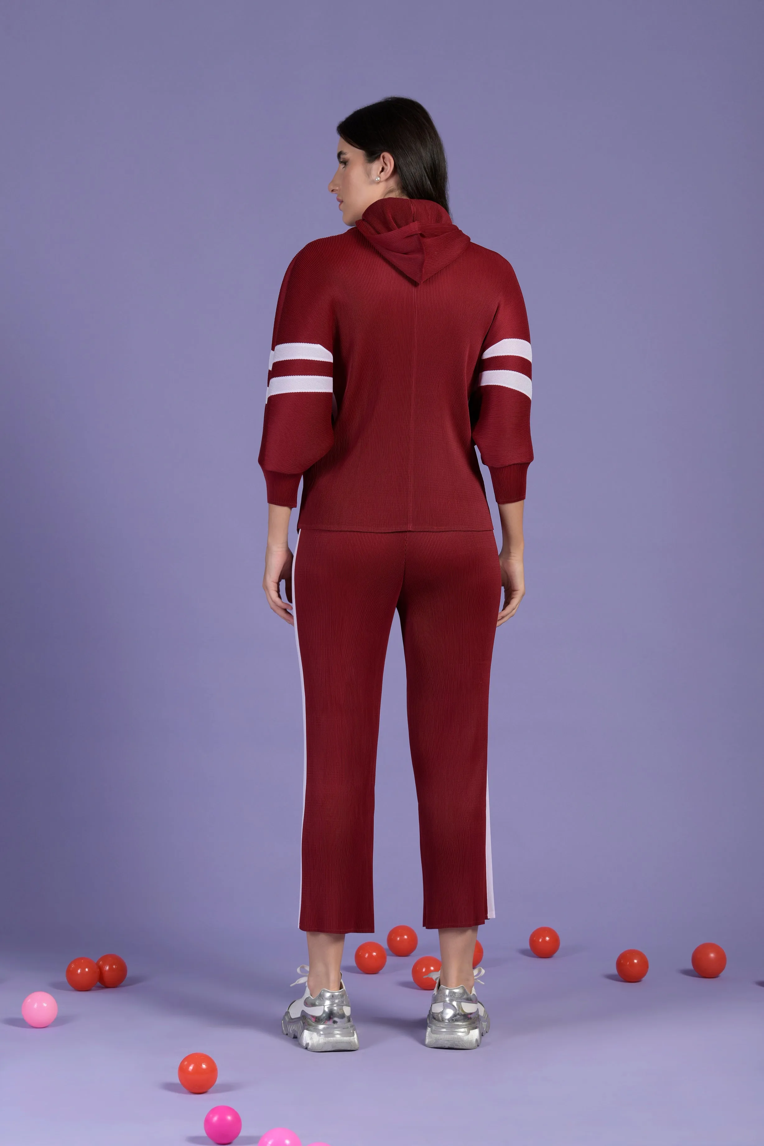 Carol Chapeau Stripe Co-ord Set - Red