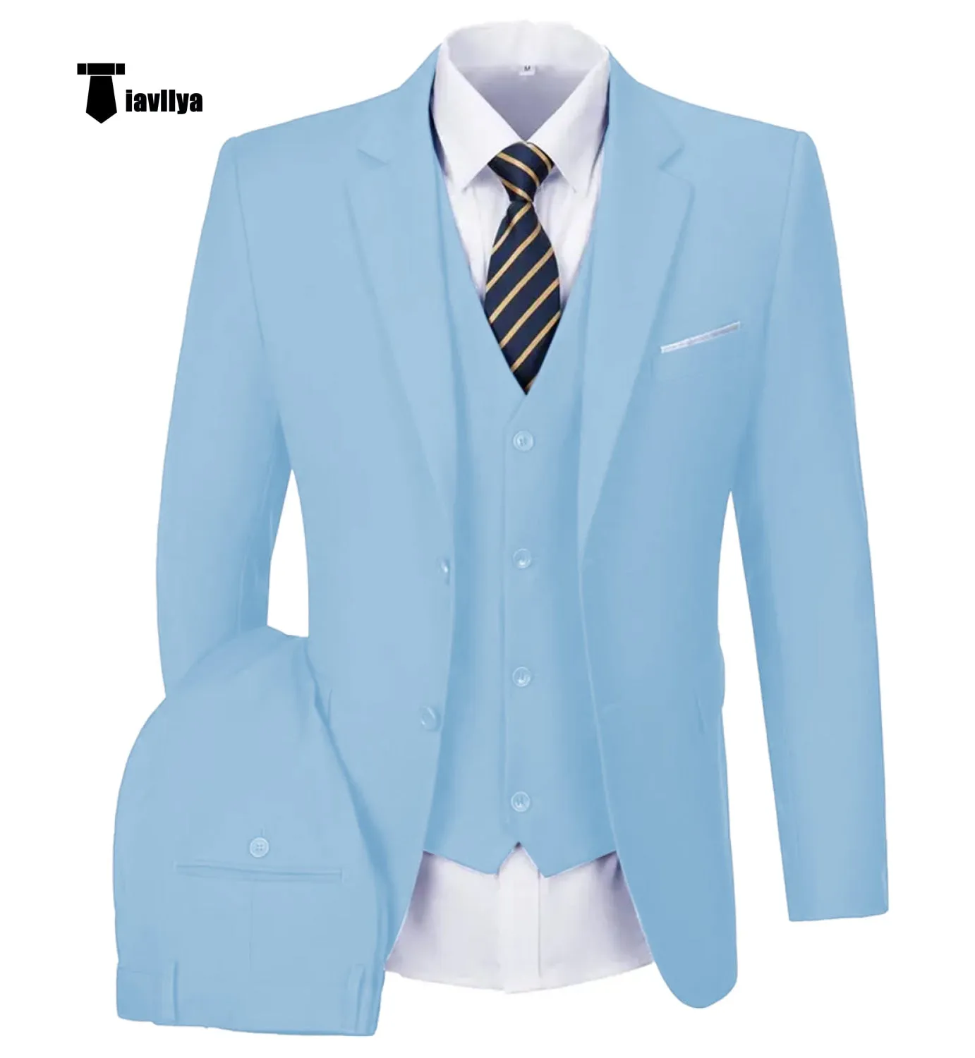 Casual Men's 3 Pieces Mens Suit Notch Lapel Flat Tuxedos (Blazer vest Pants)