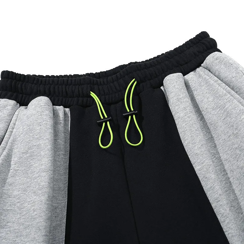 Color Block Patchwork Logo Print Casual Pants