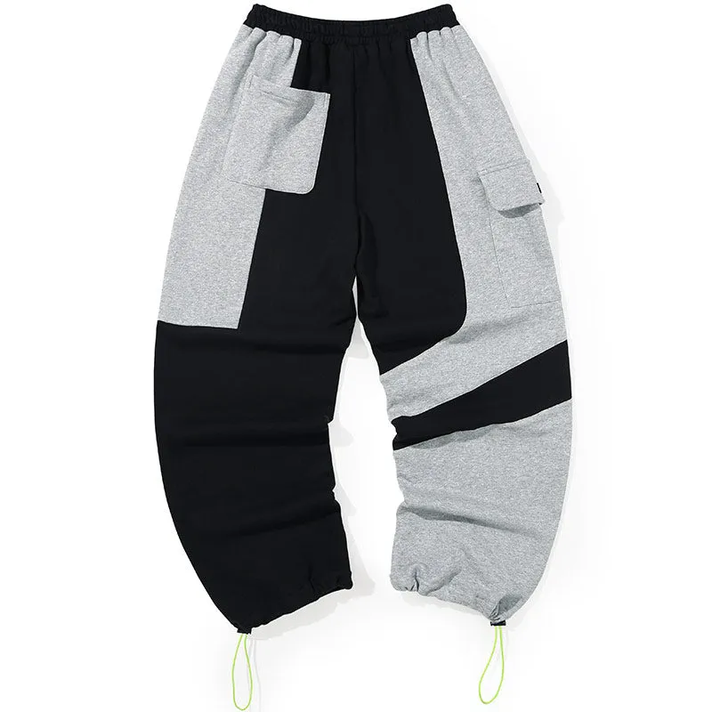 Color Block Patchwork Logo Print Casual Pants
