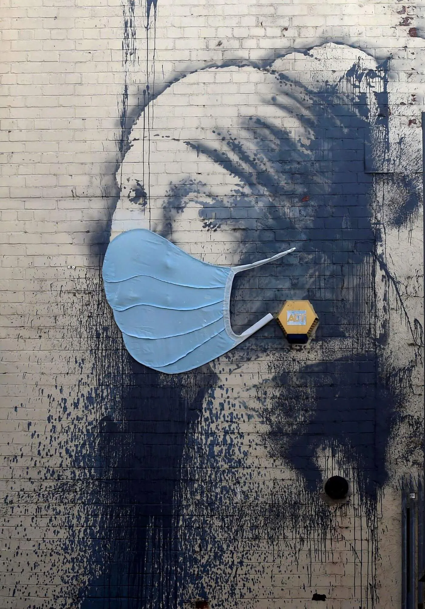Coronavirus Mask On Girl with a Pierced Eardrum - Banksy - Pop Art