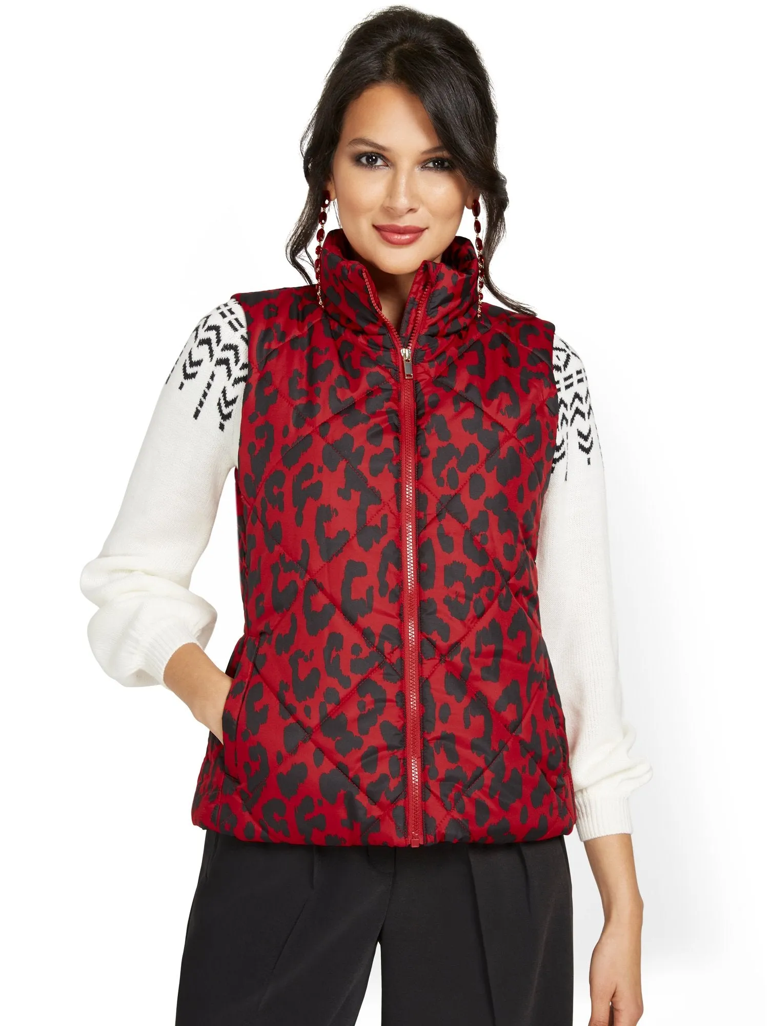 Leopard-Print Puffer Vest