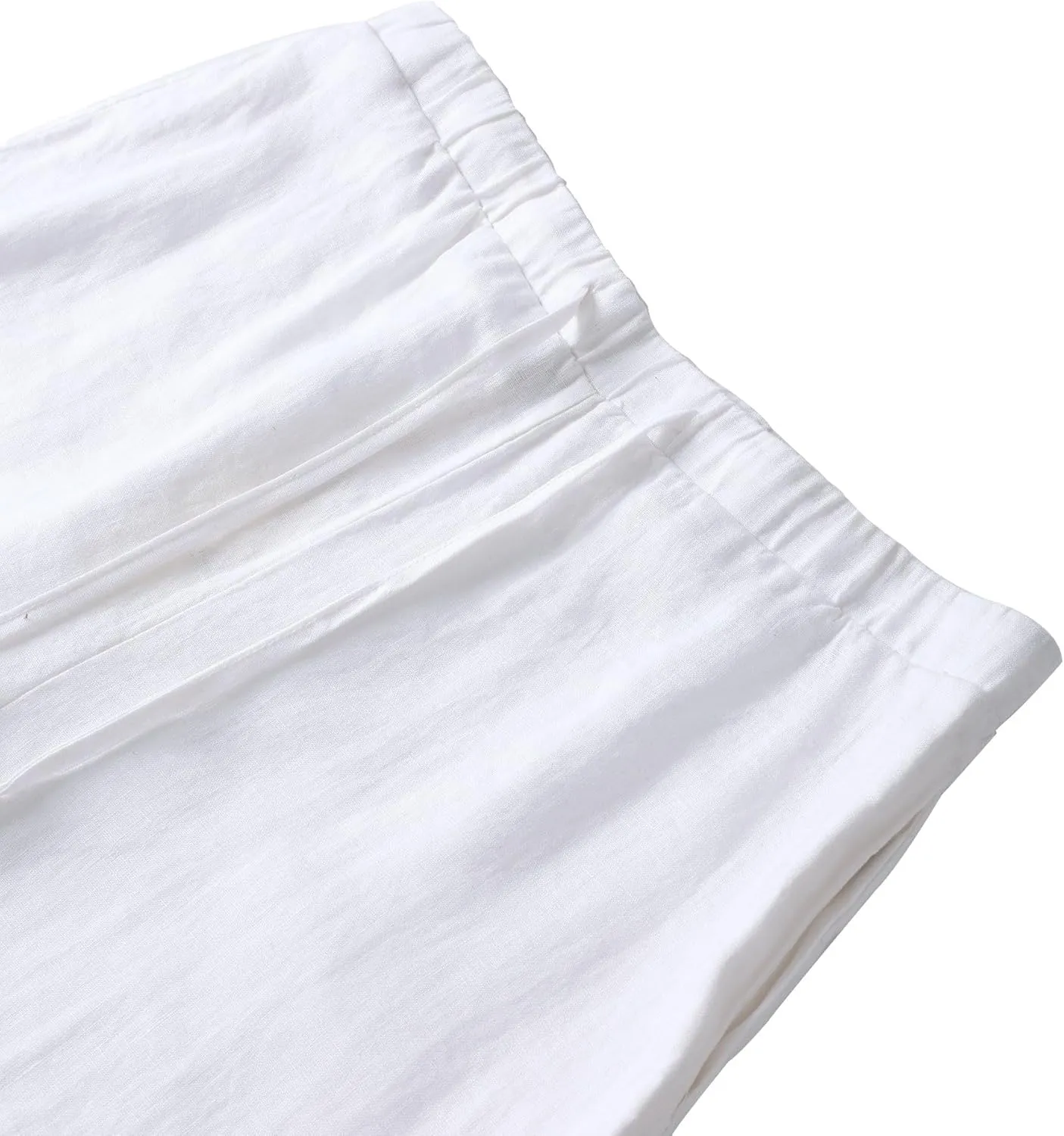 Men's 100% Linen Elastic Drawstring Pants