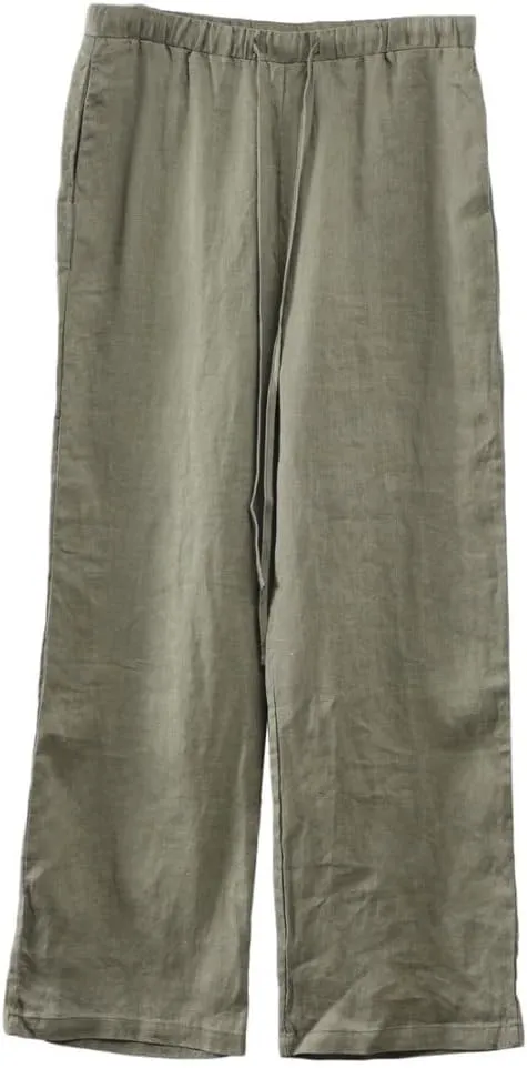 Men's 100% Linen Elastic Drawstring Pants