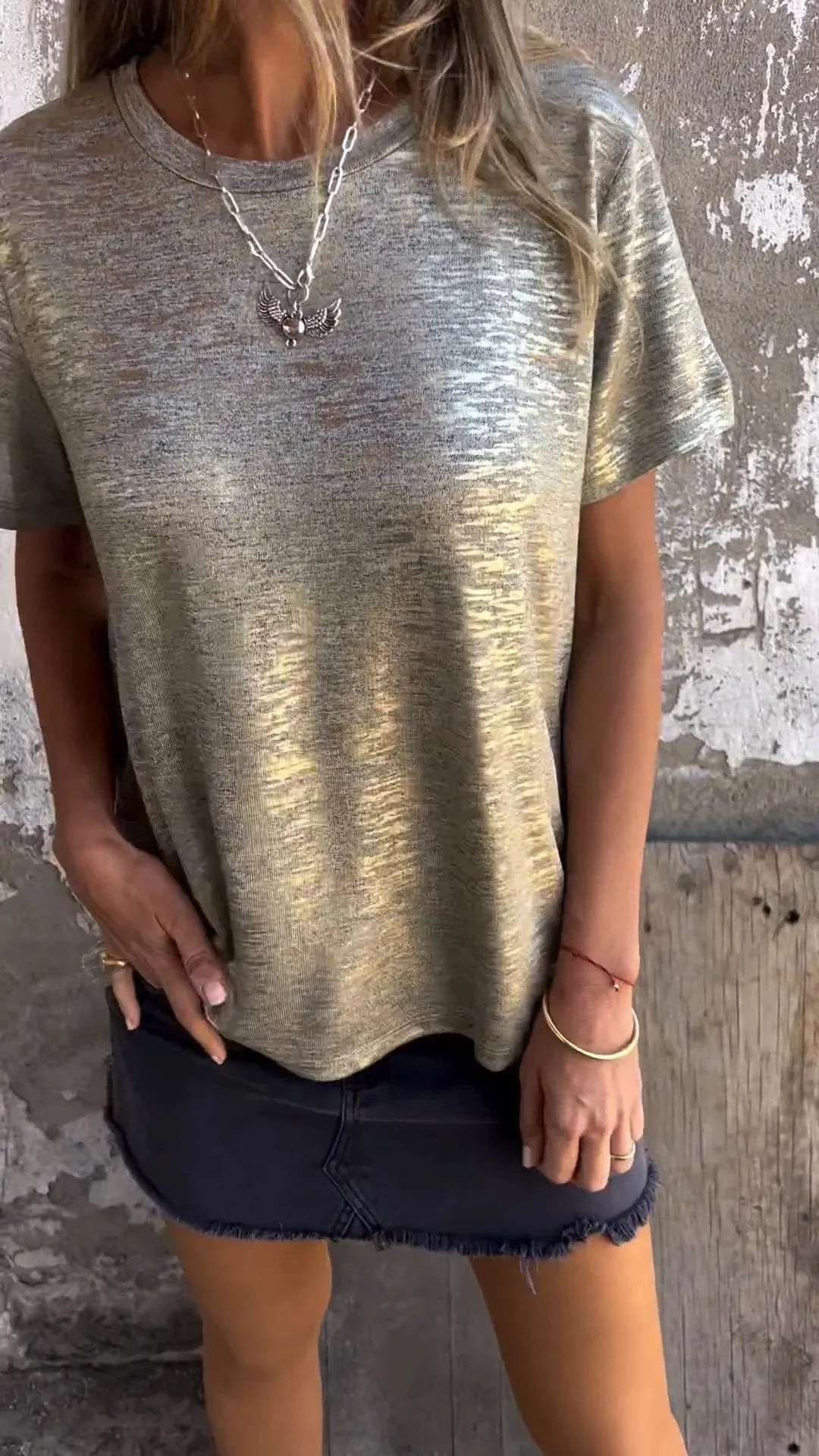 New Hot Sale Gold Foil Short-sleeved T-shirt