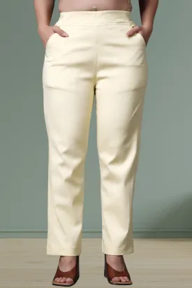Off White Lycra Slub Pants