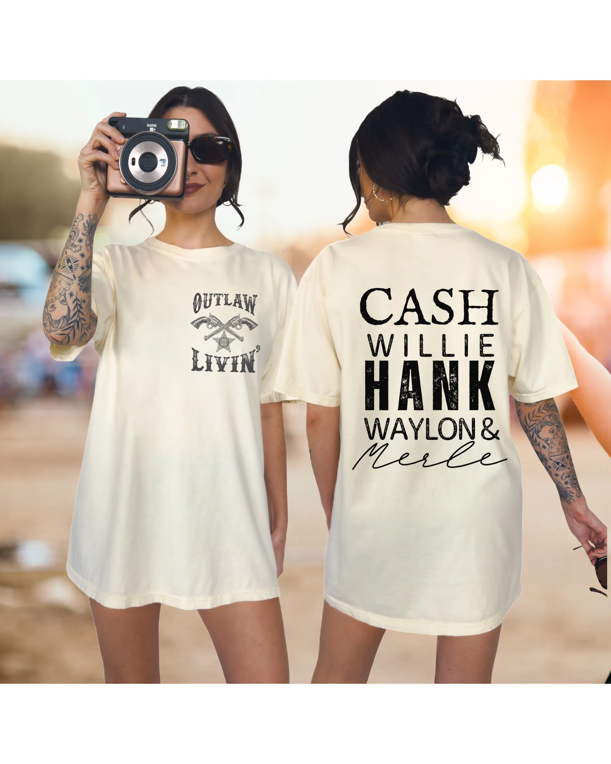 Outlaw Livin' Comfort Colors® Shirt, Cash Willie Hank Waylon T-Shirt, Garment Dyed, Country Music Festival Tee