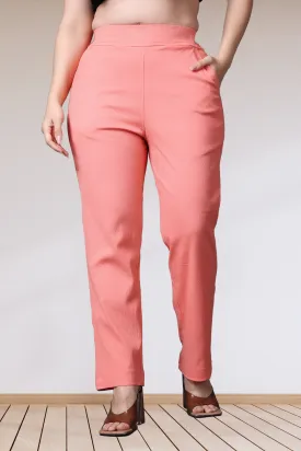 Peach Lycra Slub Pants