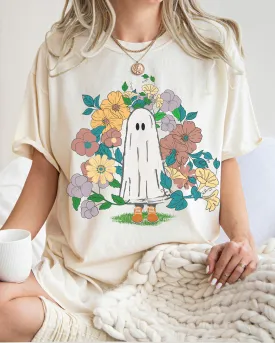 Retro Ghost Halloween Comfort Colors® T-Shirt, Women's Halloween Design Tee, Vintage Inspired T-Shirt