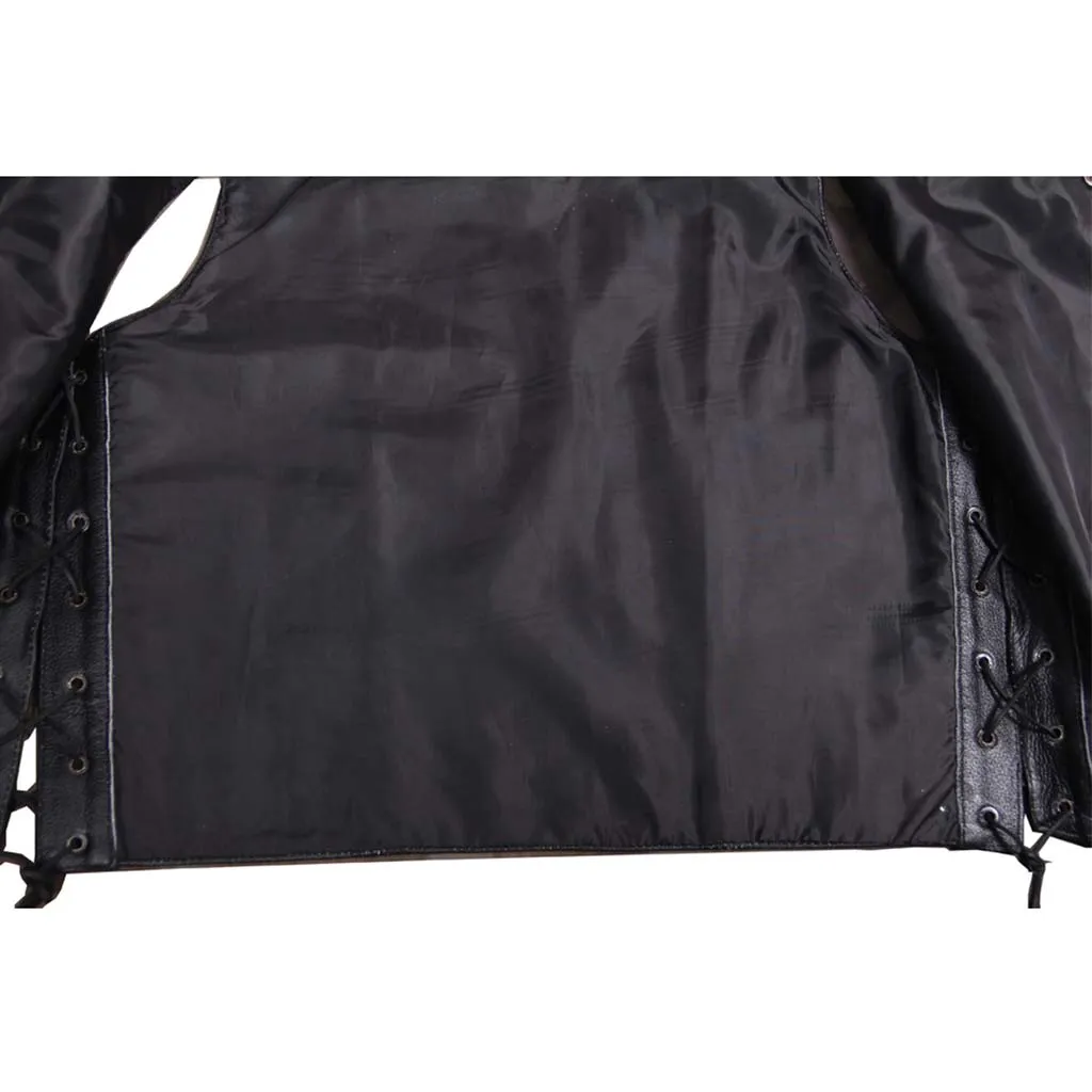 RIDERACT® Adjustable Leather Vest Black with Antique Clasps Closure