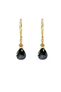 Tiny Gold Earrings, Black Spinel