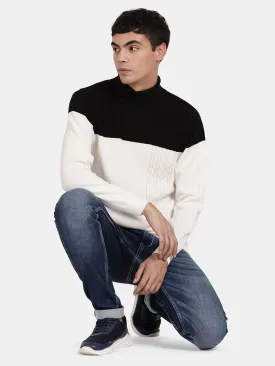 Turtle Neck Color Block Full Sleeve Pullover