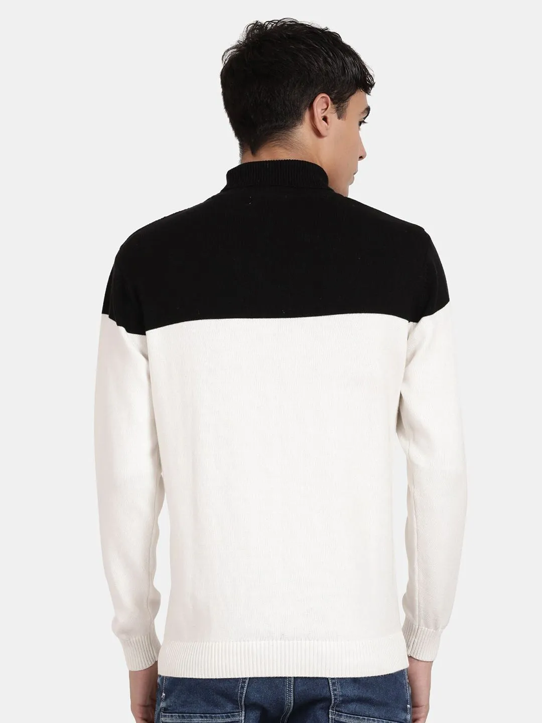 Turtle Neck Color Block Full Sleeve Pullover